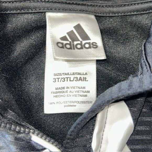 Adidas Track Jacket Warm Up Top 3T Toddler Black Full Zip Logo 100% Polyester - Picture 3 of 4